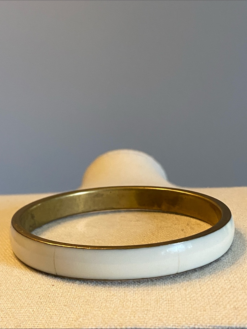 Vintage Mother of Pearl Inlay Brass Bangle Bracelet 8”